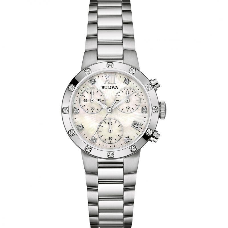 Bulova Ladies Diamond Gallery Chronograph Diamond Watch 96W202