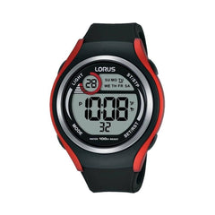 Lorus Men's Dual Time Display Black Resin Strap Wrist Watch R2379LX9