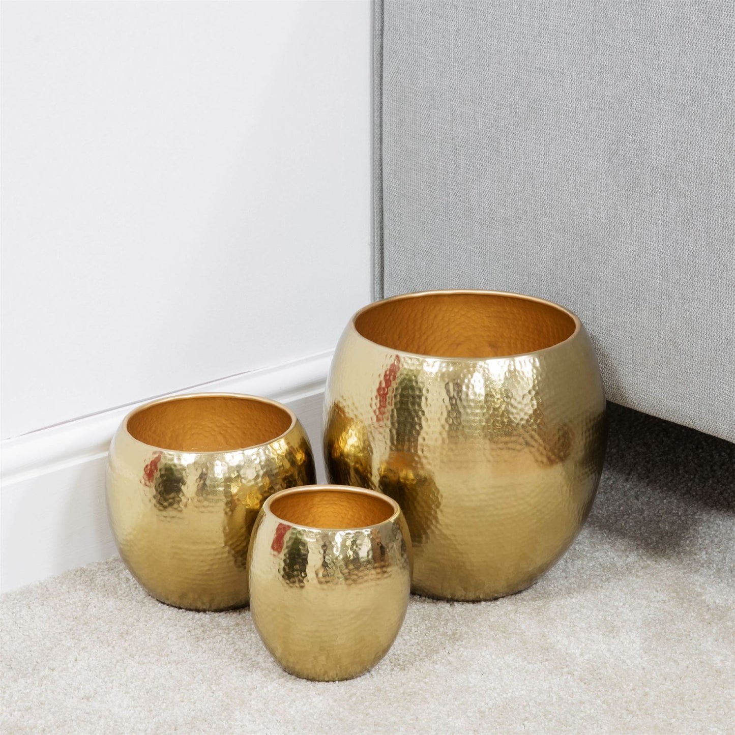 Hestia Set of 3 Gold Finish Metal Planters