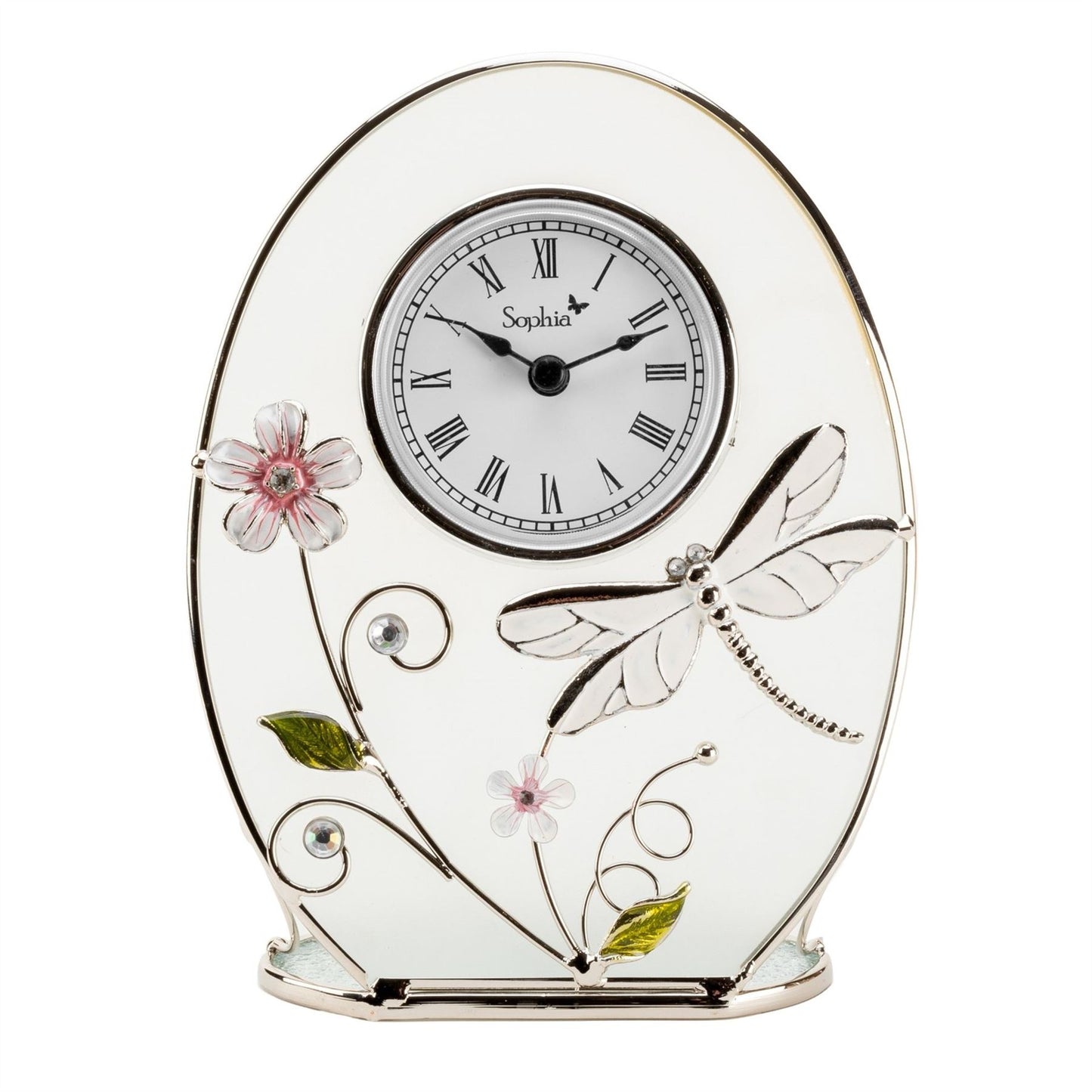 Wm.Widdop Glass Oval Crystals Mantel Clock Available Multiple Design