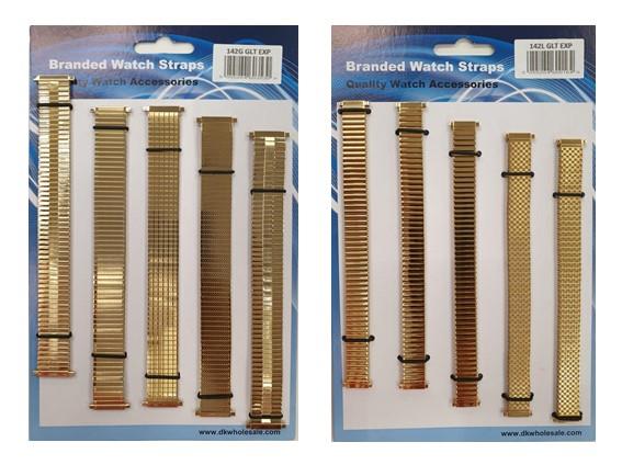 Mens & Ladies Metal Gilt Expandable Watch Straps 5Pk