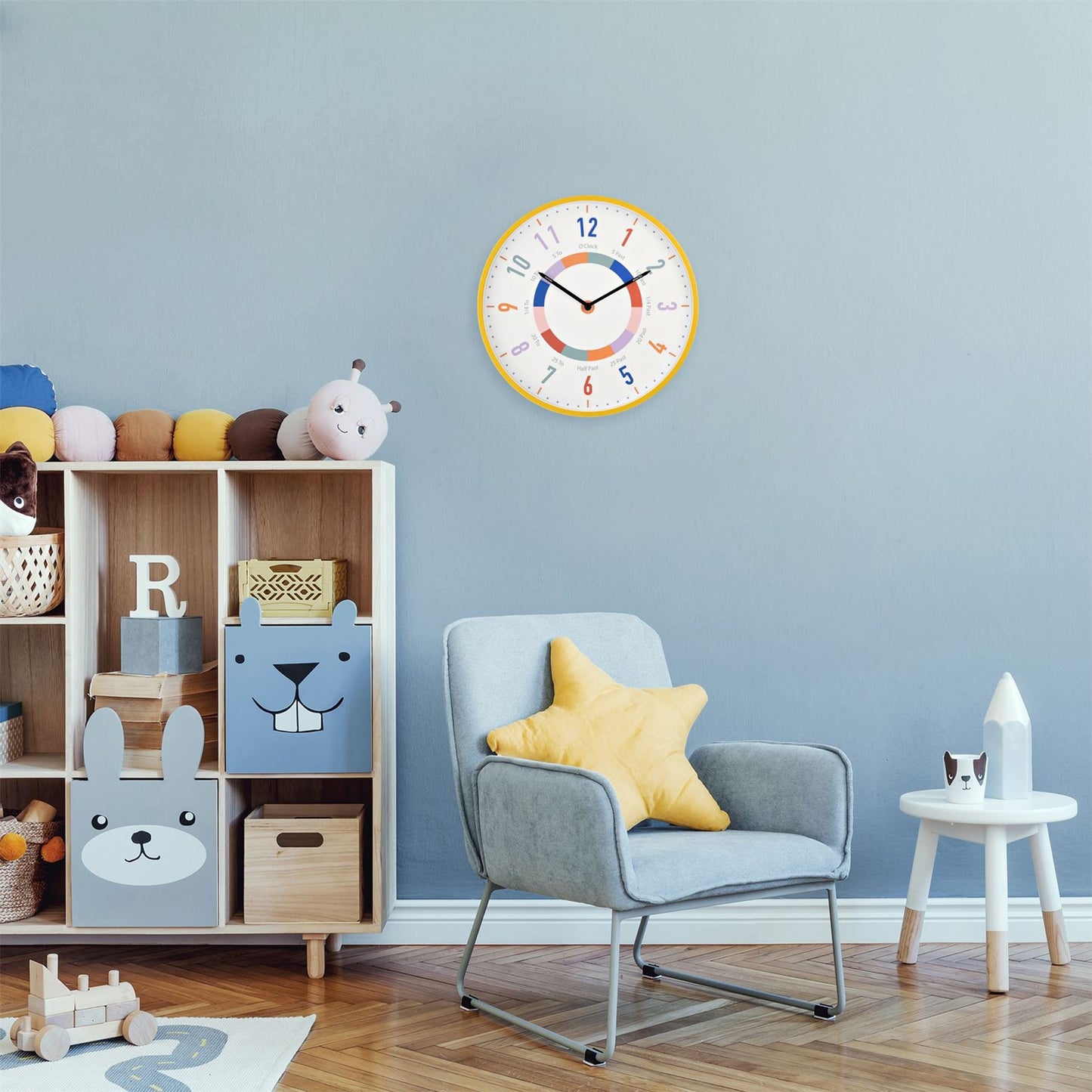 Hometime Childrens Tell The Time Wall Clock - Ochre 30cm