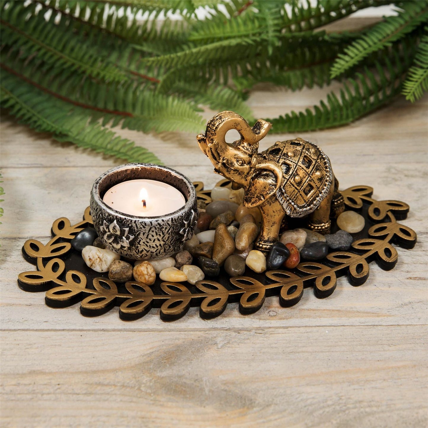 Elephant Figurine Tea Light Holder 9cm