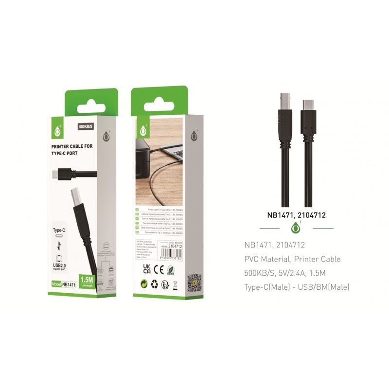 MTK AM to AF USB Extension Cable 1.5m Length 500KB/S Type-C to USB2.0 Square port