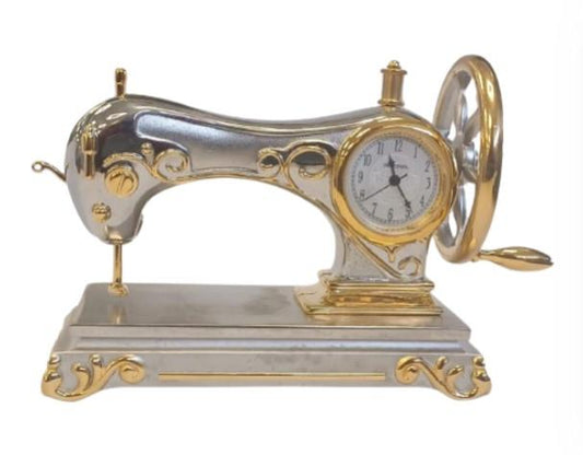 Miniature Clock Two tone Free Sewing Machine Standing Solid Brass IMP1035 - CLEARANCE NEEDS RE-BATTERY