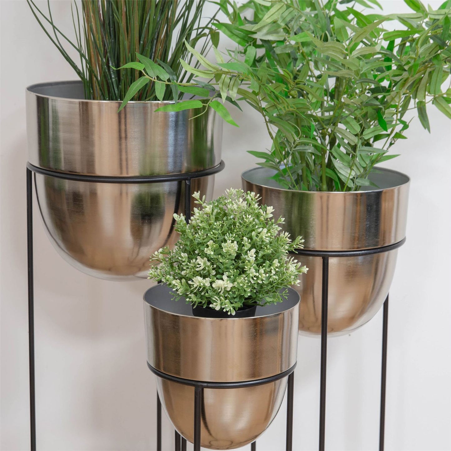 Hestia Set of 3 Extra Tall Silver Metal Planters