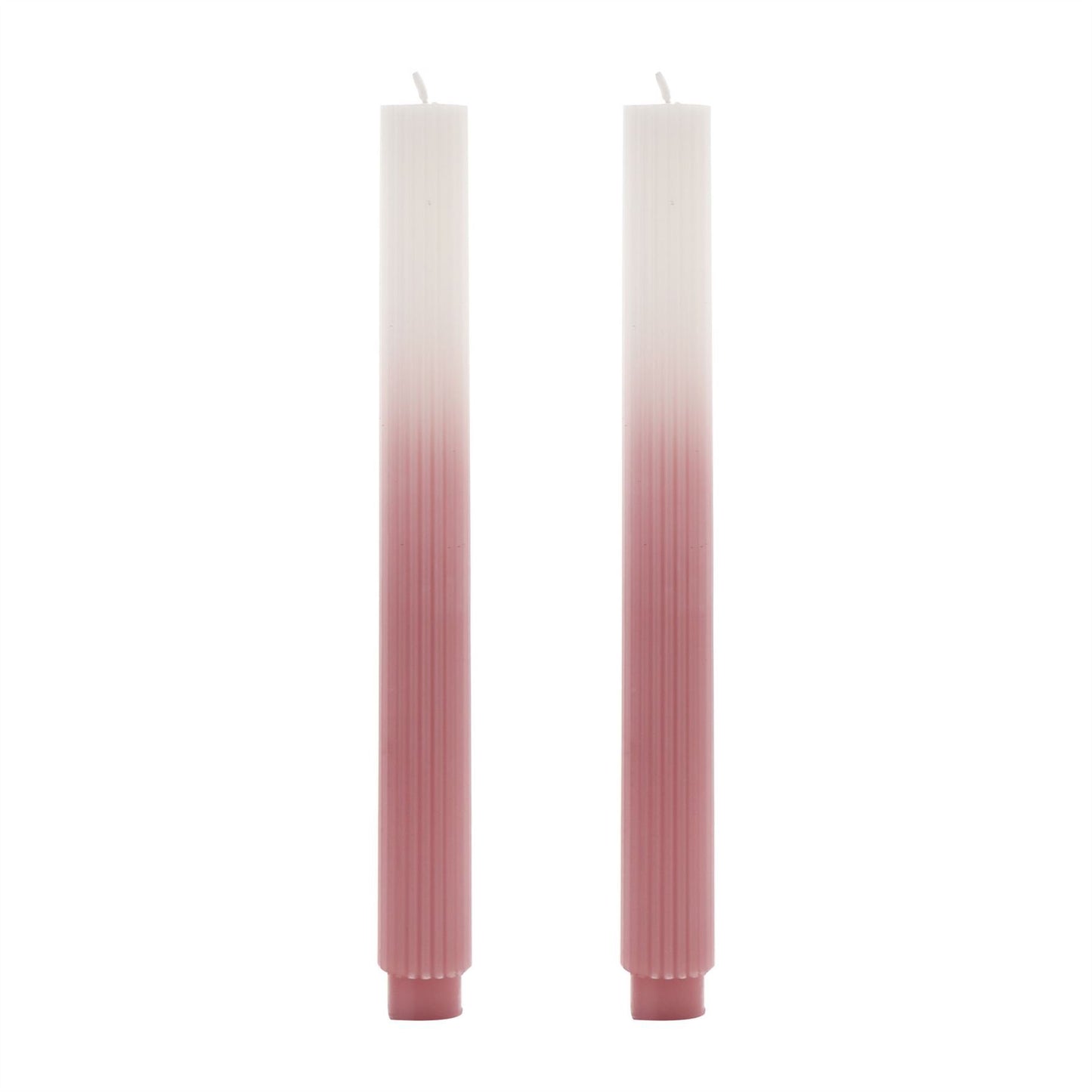 Hestia Set of 2 Ombre Dinner Candles - Pink/White