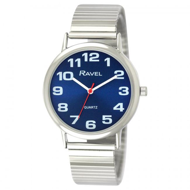 Ravel Mens & Ladies Blue Dial Silver Expander Bracelet Watch R0208.46