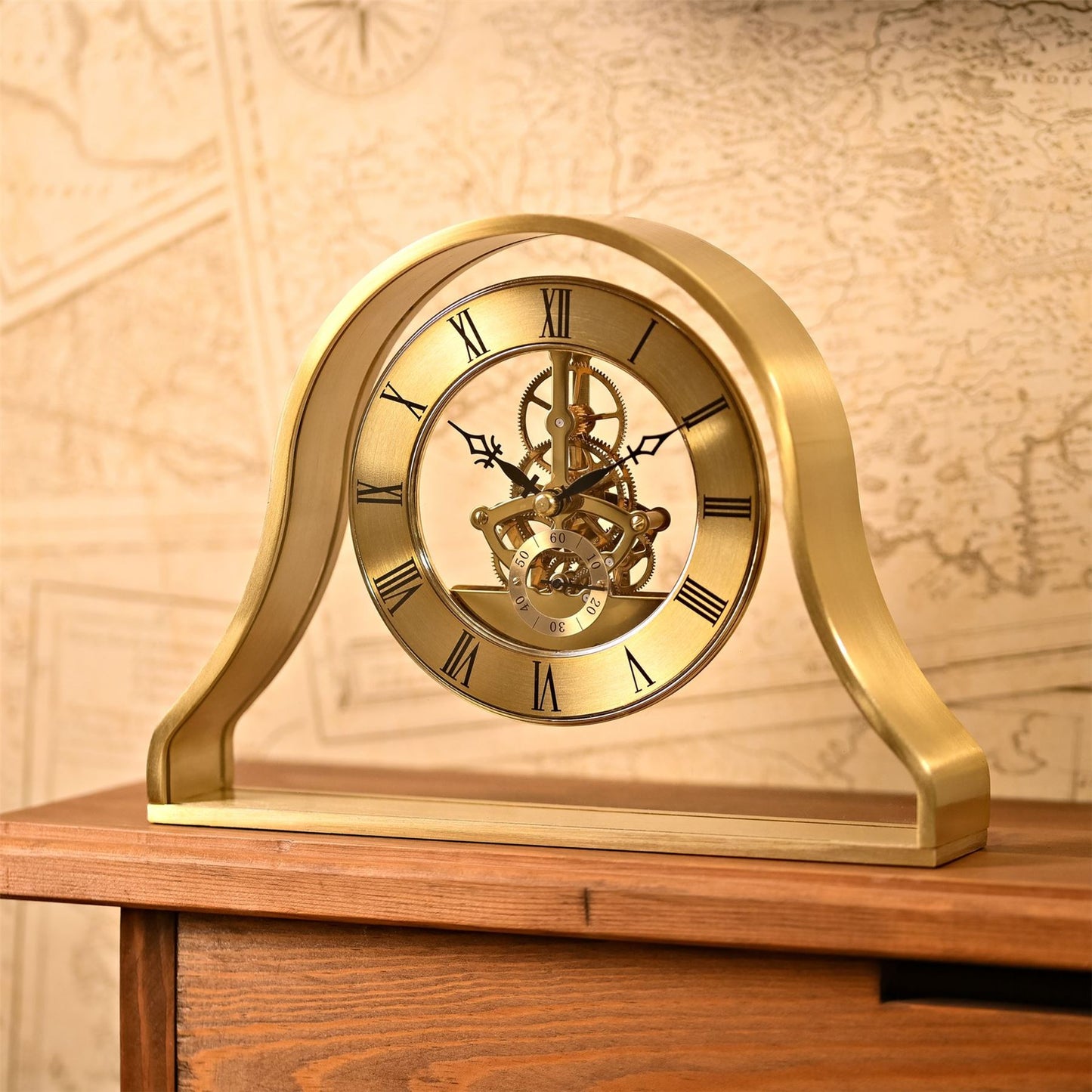 Wm.Widdop Napoleon Mantel Clock Gold Skeleton Movement W2854 Available Multiple Colour