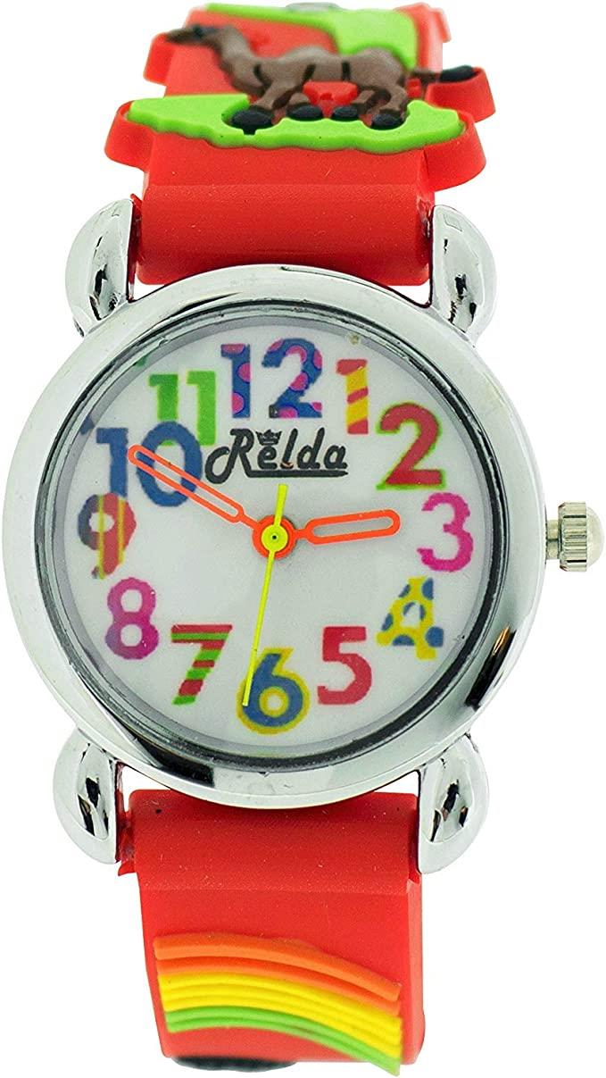 Relda Children's Big Number Analog Silicone Strap Girl's Watch REL10 Available Multiple Colour