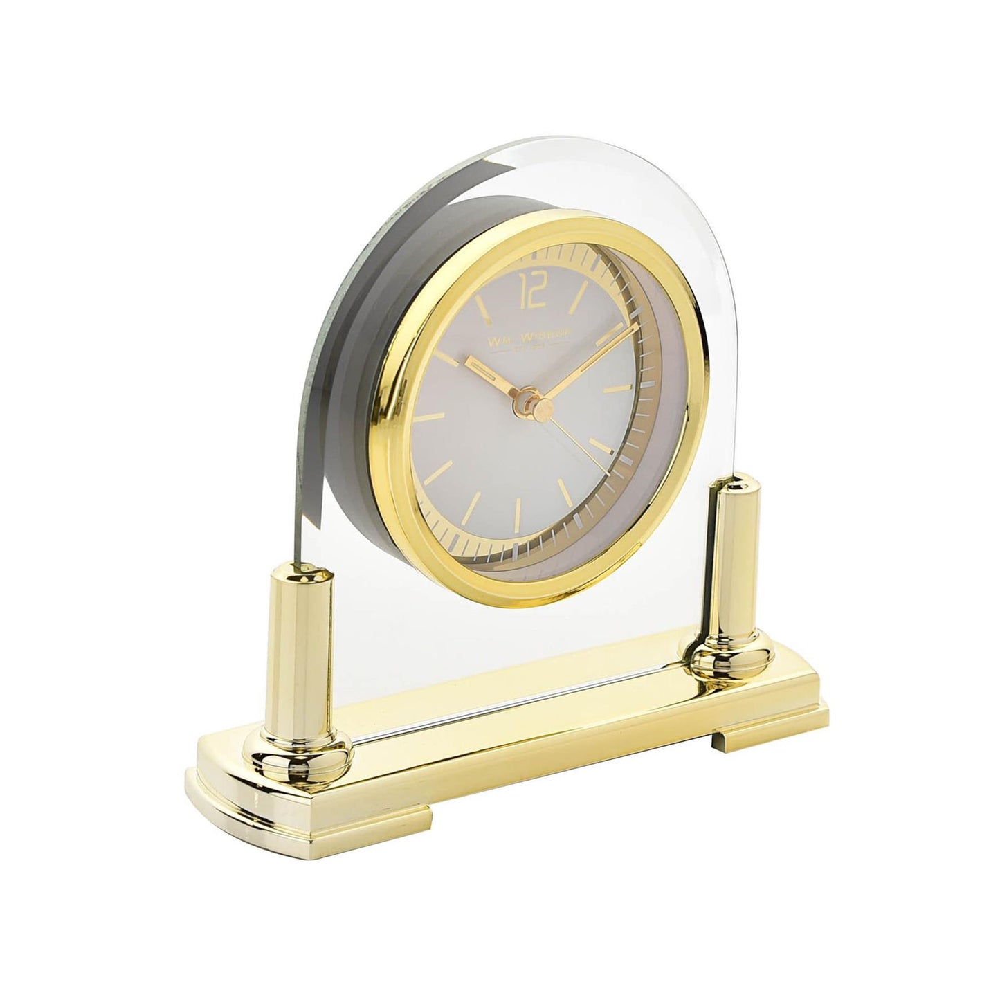 Wm.Widdop Glass Mantel Clock With Stand W2716-17 Available Multiple Colour