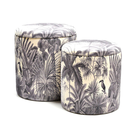 Hestia Set of 2 Printed Storage Pouffes