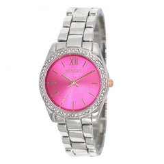 Henley Ladies Diamante Bracelet Watch Silver/PinkH07327.5