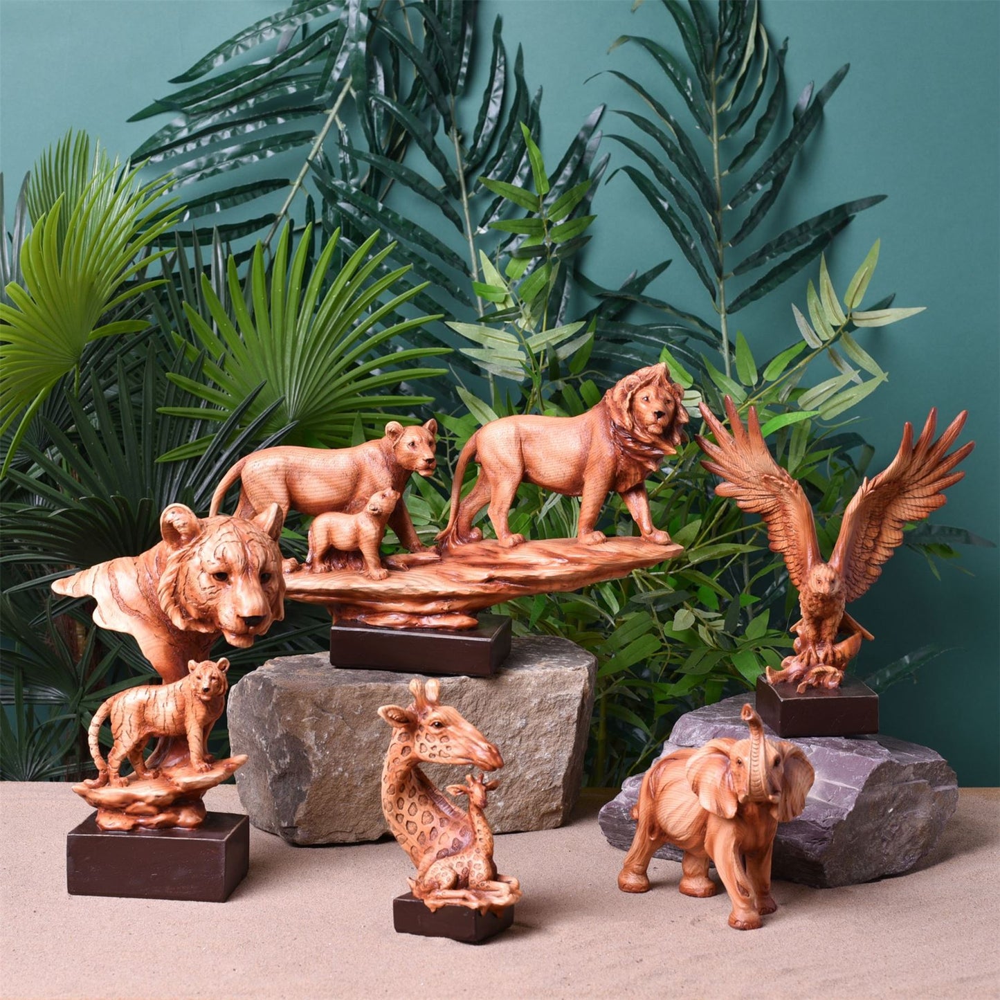 Naturecraft Wood Effect Resin Figurine - Tiger Head & Cub