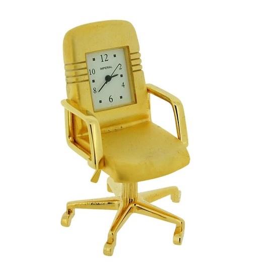 Miniature Clock Office Swivel Chair with Goldtone Plated Solid Brass IMP1047- CLEARANCE NEEDS RE-BATTERY
