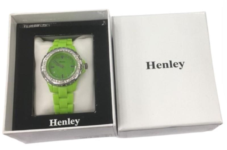 Henley Ladies Bling Fashion Case Lime Green Dial And Plastic Strap Watch H0826.11 - CLEARANCE NEEDS RE-BATTERY