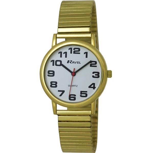 Ravel Mens Basic Classic Bold Easy Read Expander Bracelet Watch R0208G