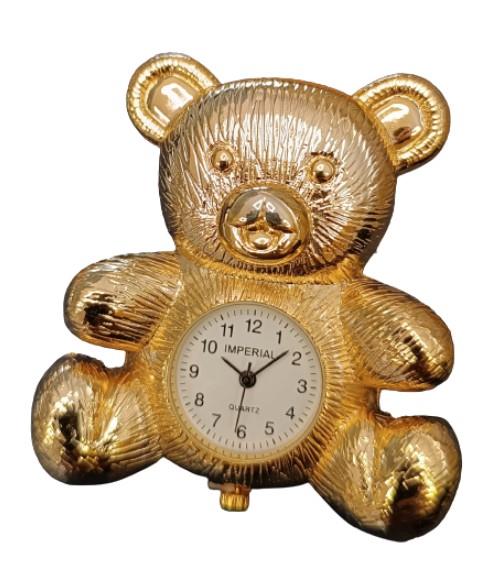 Miniature Clock Gold Plated Small Mama Bear & Baby Bear Solid Brass IMP1078-S-G - CLEARANCE NEEDS RE-BATTERY