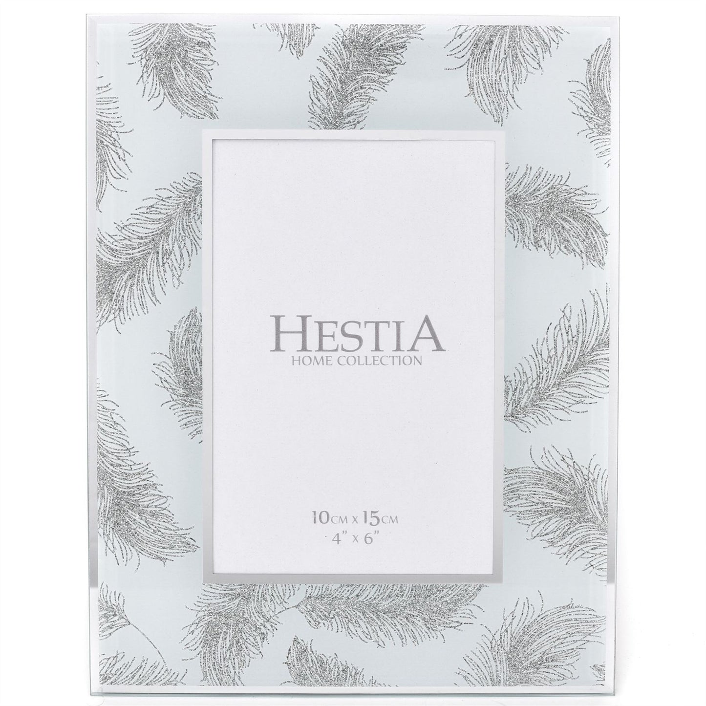 Hestia Photo Frame Grey Feathers Print 4" x 6"