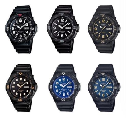 Casio Mens Day Date Rubber Strap Watch - MRW-200H Available Multiple Colour