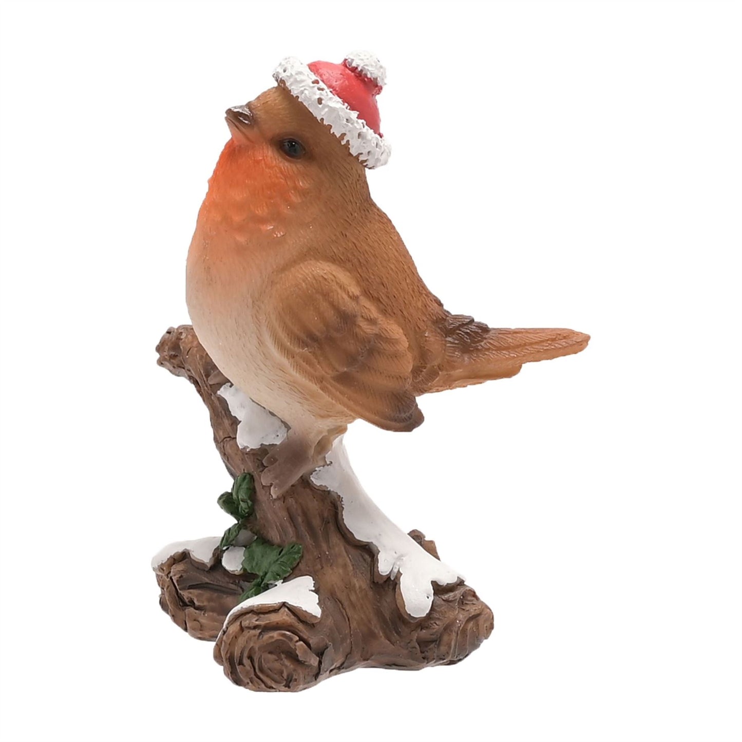 Christmas Robin Figurine on a Frosted Branch