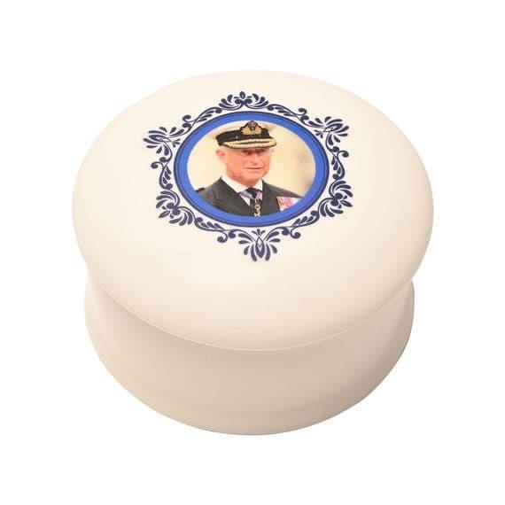 KING CHARLES III LARGE CERAMIC TRINKET BOX MADE IN UK