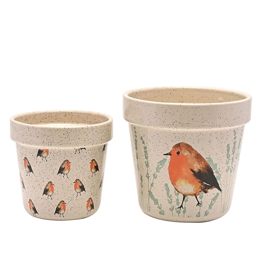 Country Living Set of 2 Planters - Robin
