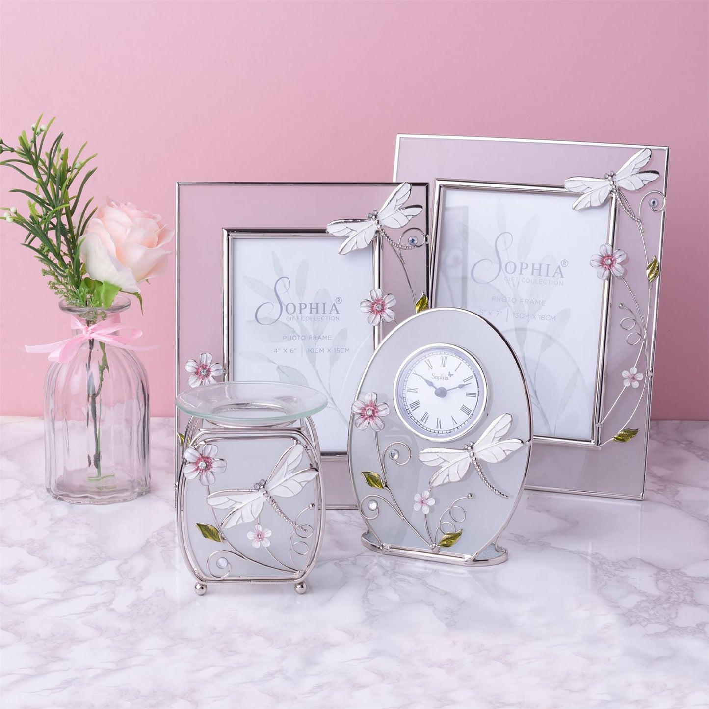 Wm.Widdop Glass Oval Crystals Mantel Clock Available Multiple Design