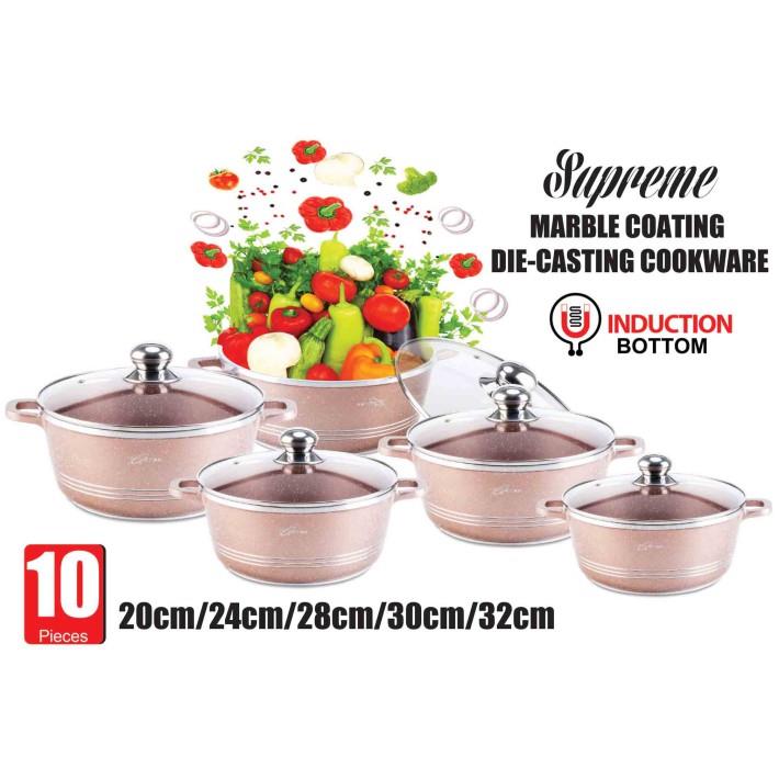 Supreme Marble Coating Die-Cast 10pc Set- Champagne
