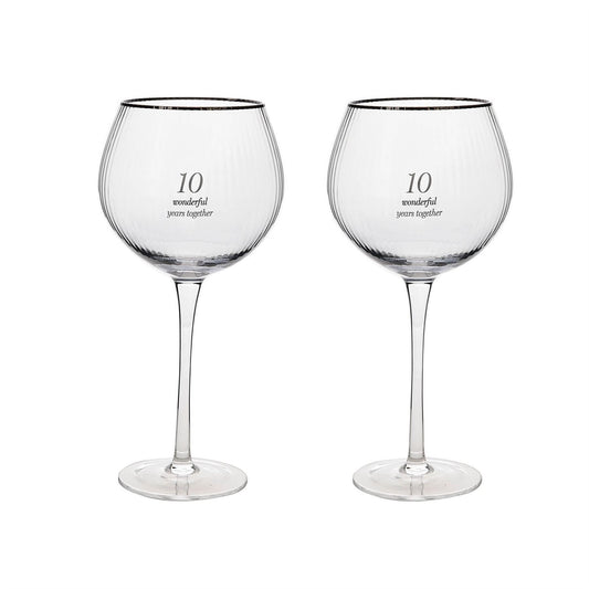 Amore Set of 2 Gin Glasses - 10th Anniversary
