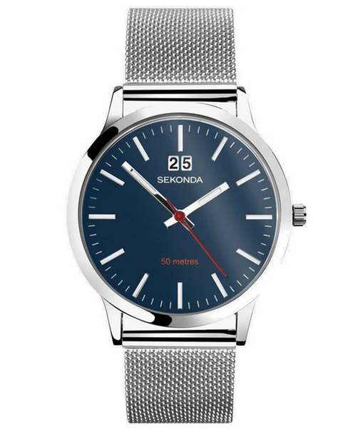 Sekonda Mens Nordic Dated Blue Dial Mesh Bracelet Watch 30046 – DK