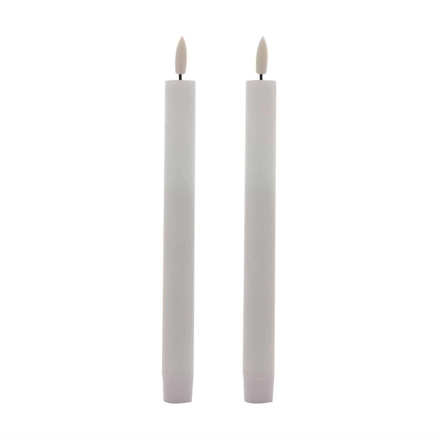 Set of 2 LED Wax Taper Candles White 24cm
