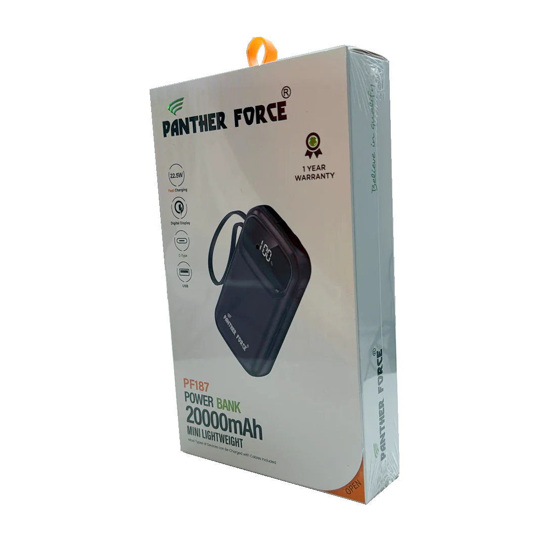 Panther Force 20000 mAh Powerbank With Built in Cables