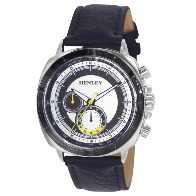 Henley Mens Polished Sports Leather Strap Watch H02214 Available Multiple Colour