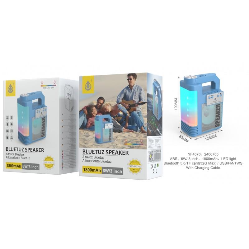 BTS Speaker with Light, BT 5.0, 1800mAh, FM/USB/TF, Blue
