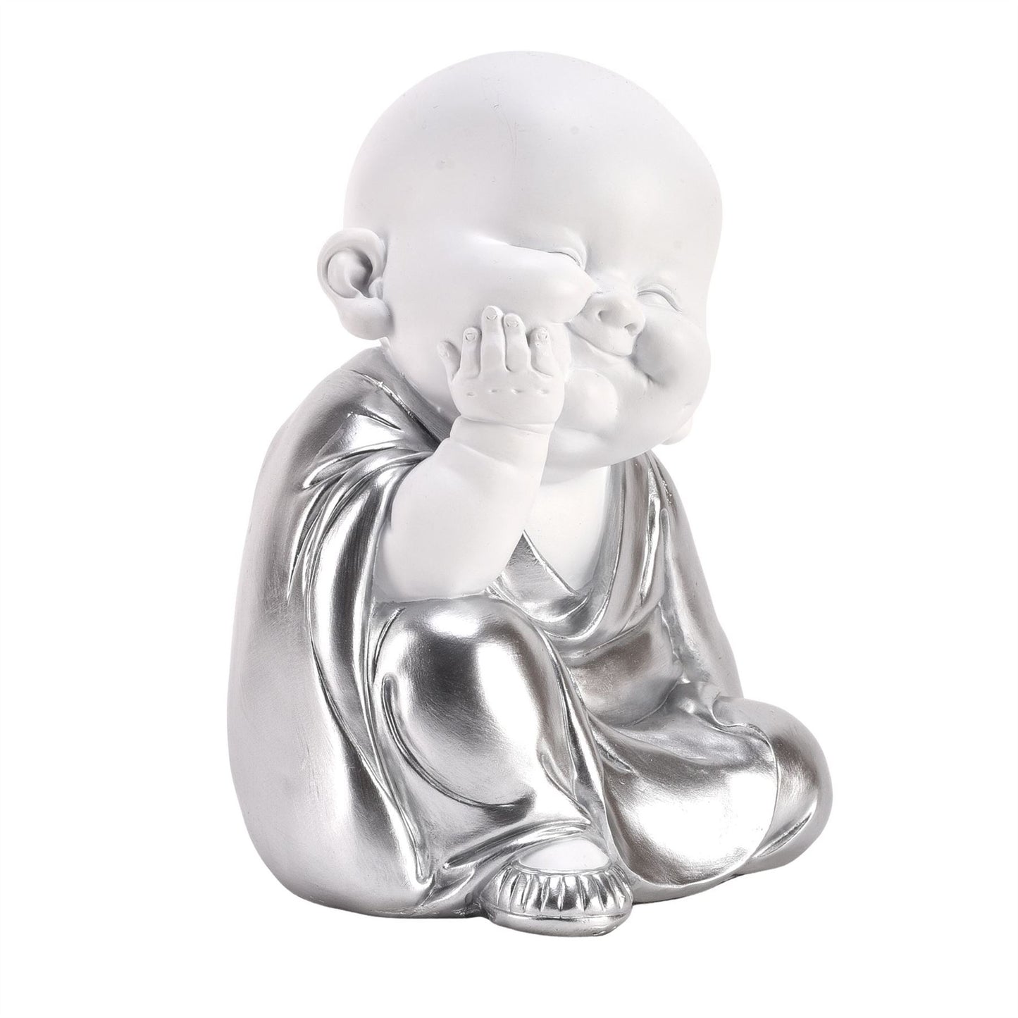 Hestia White & Silver Buddha - Hand on Chin