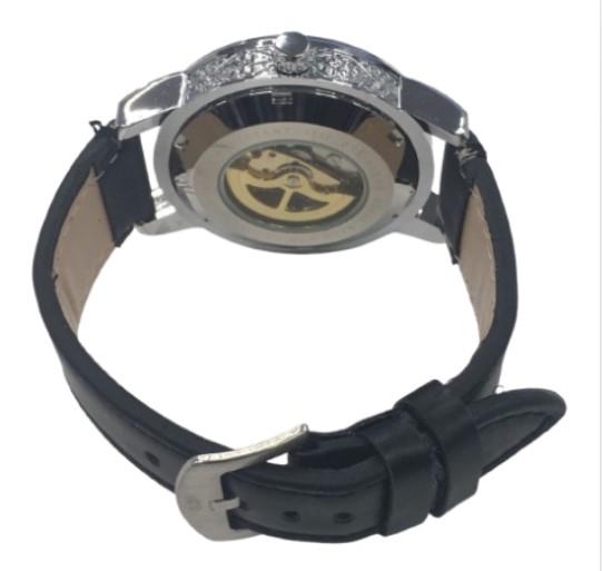 NY London Mens Automatic Dial Analogue Gold/Black Leather Strap Watch