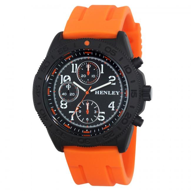 Henley Mens Multi Eye Black Dial With Sports Large Silicone Strap Watch H02218 Available Multiple Colour