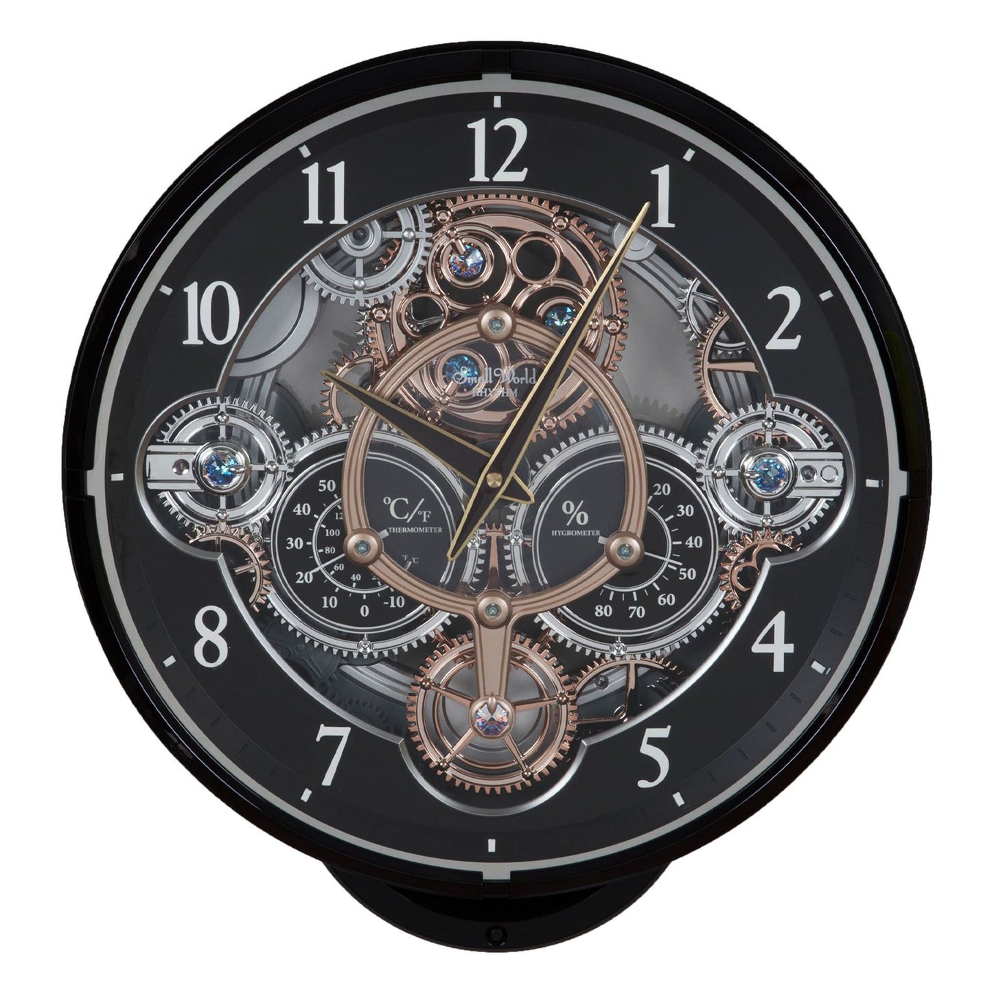 Rhythm Magic Motion Clock Black Gear Rotating Dial