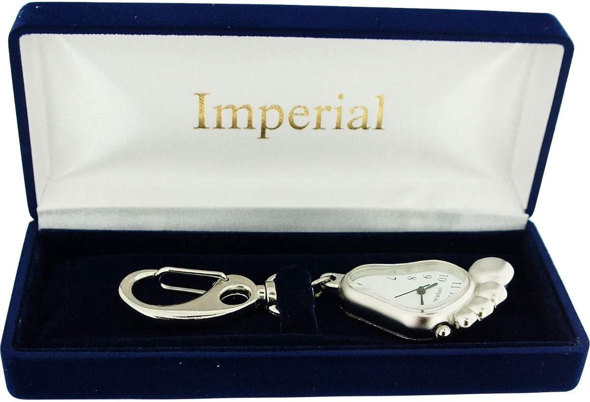 Imperial Key Chain Clock Big Foot Silver IMP707- CLEARANCE NEEDS RE-BATTERY