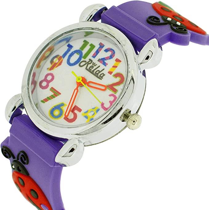 Relda Children's Big Number Analog Silicone Strap Girl's Watch REL10 Available Multiple Colour