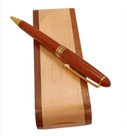 Imperial Wooden Light Brown Gold Trim Ballpoint Pen Gift Set With Handmade Stylist Wooden Box IMP359MR - CLEARANCE MIGHT NEEDS RE-REFILL