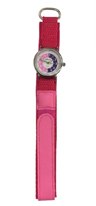 Olivia Children's Girls Analogue Quartz Time Teacher Watch with Pink Velcro Strap TOC146 - CLEARANCE NEEDS RE-BATTERY