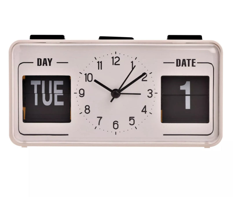Widdop Hometime Calendar Alarm Clock - White & Black