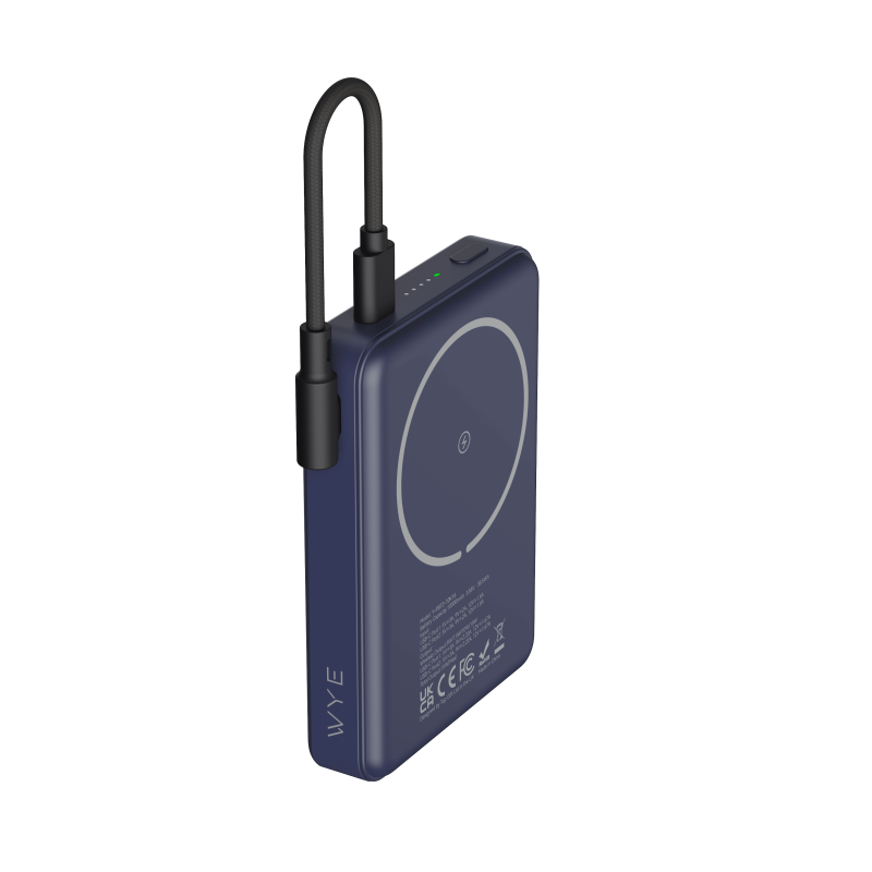 WYE 10K Magnetic Power Bank PB72 With Detachable Cable - Blue