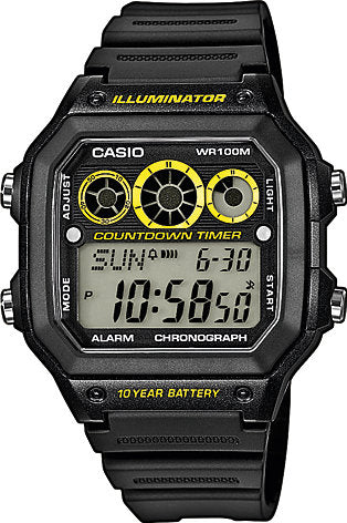 Casio Mens Digital World Time Alarm Rubber Strap Watch Available Multiple Colour