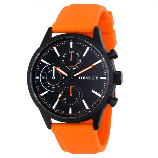 Henley Mens Fashion Multi Eye Black Dial With Sports Large Silicone Strap Watch H02222 Available Multiple Colour