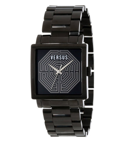 Versus Versace Ladies Fashion Black Face Black tone Bracelet watch - CLEARANCE NEEDS RE-BATTERY