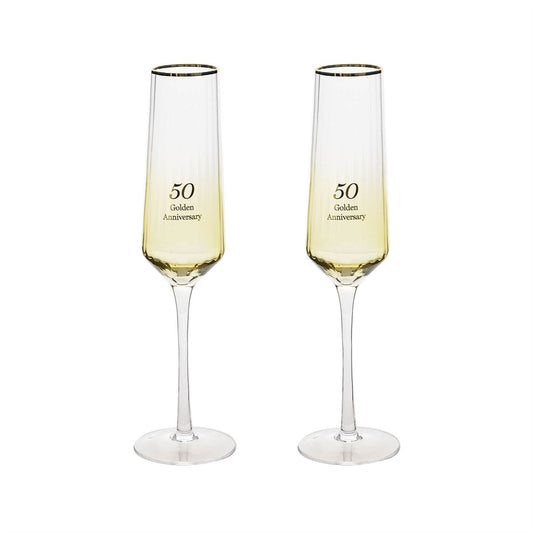 Amore Set of 2 Flute Glasses - 50th Anniversary (MINIMUM ORDER QUANTITY 2)