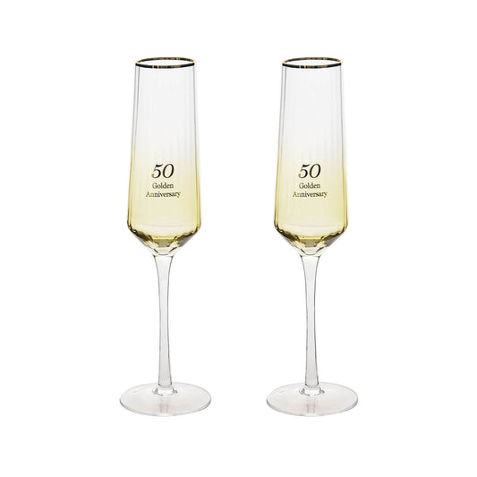 Amore Set of 2 Flute Glasses - 50th Anniversary (MINIMUM ORDER QUANTITY 2)